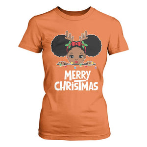 African American Xmas T Shirt For Women Cute Black Girl Kids Merry Christmas TS09 Orange Printyourwear