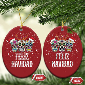 Christmas Mexico Feliz Navidad Christmas Ornament Mexican Sugar Skulls Reindeer Santa TS09 Oval Red Print Your Wear