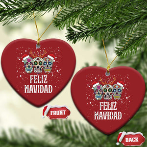 Christmas Mexico Feliz Navidad Christmas Ornament Mexican Sugar Skulls Reindeer Santa TS09 Heart Red Print Your Wear