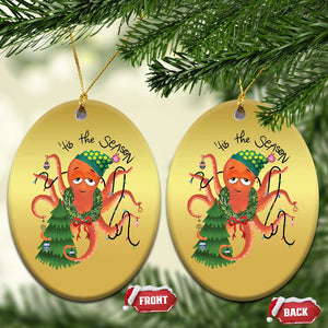 Funny Christmas Tree Octopus Tis The Season Christmas Ornament TS09 Oval Gold Print Your Wear