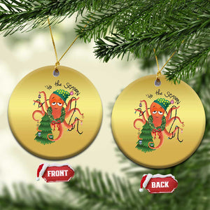 Funny Christmas Tree Octopus Tis The Season Christmas Ornament TS09 Circle Gold Print Your Wear