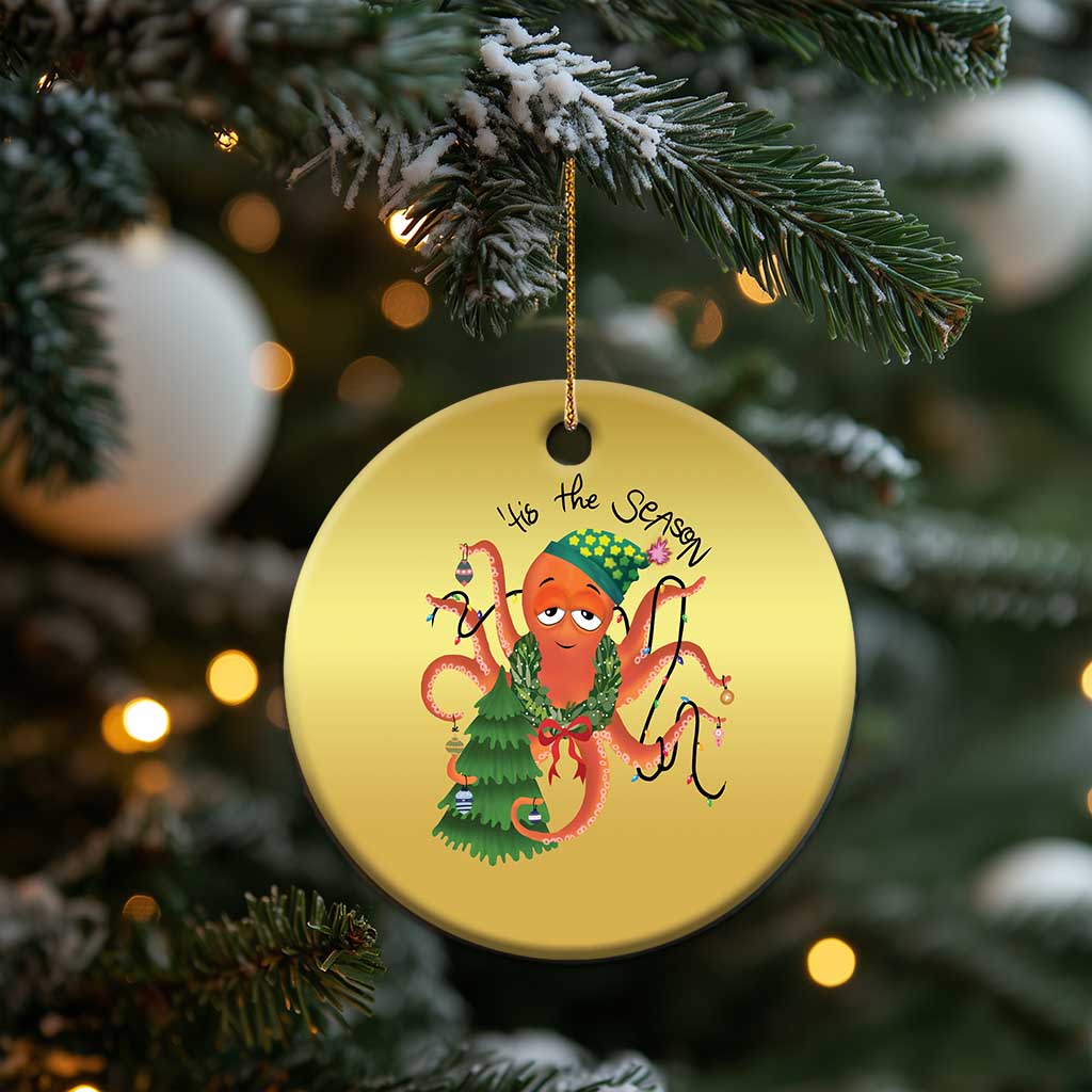 Funny Christmas Tree Octopus Tis The Season Christmas Ornament TS09 Print Your Wear