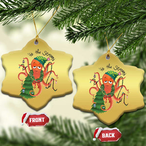 Funny Christmas Tree Octopus Tis The Season Christmas Ornament TS09 Snow Flake Gold Print Your Wear