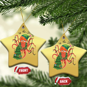 Funny Christmas Tree Octopus Tis The Season Christmas Ornament TS09 Star Gold Print Your Wear