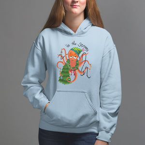 Octopus Tis The Season Christmas Tree Hoodie TS09 Light Blue Printyourwear