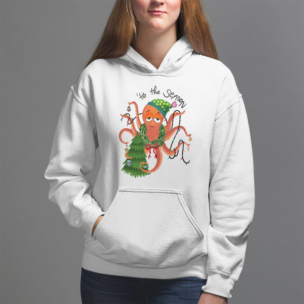 Octopus Tis The Season Christmas Tree Hoodie TS09 White Printyourwear