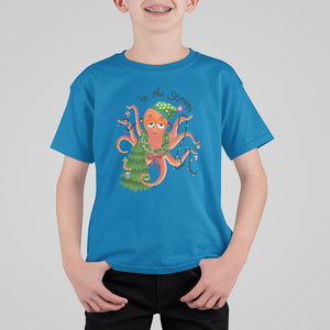 Octopus Tis The Season Christmas Tree T Shirt For Kid TS09 Sapphire Printyourwear
