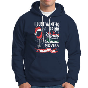 I Just Want to Drink Wine and Watch Christmas Movies Hoodie TS09 Navy Printyourwear