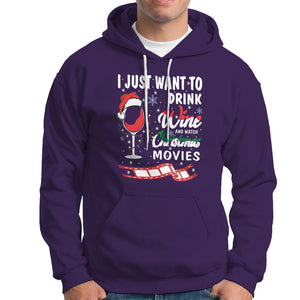 I Just Want to Drink Wine and Watch Christmas Movies Hoodie TS09 Purple Printyourwear