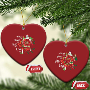 Dance Like Frosty Shine Like Rudolph Give Like Santa Love Like Jesus Christmas Ornament TS09 Heart Red Print Your Wear