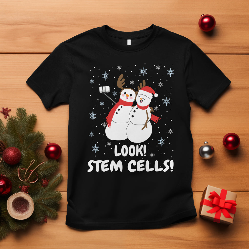 Look Stem Cell Snowman Funny Christmas Science T Shirt TS09 Black Printyourwear