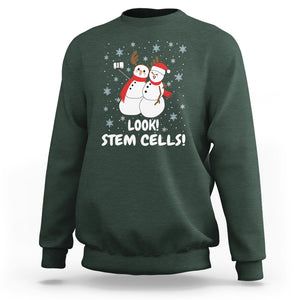 Look Stem Cell Snowman Funny Christmas Science Sweatshirt TS09 Dark Forest Green Printyourwear