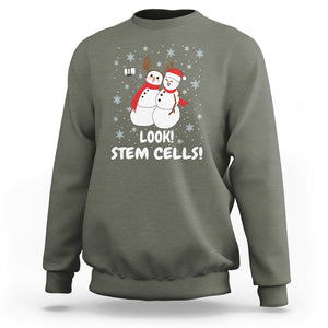 Look Stem Cell Snowman Funny Christmas Science Sweatshirt TS09 Military Green Printyourwear