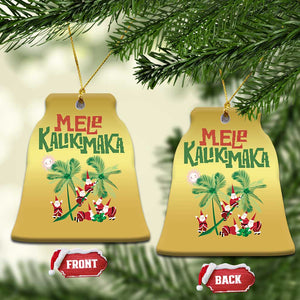 Hawaiian Xmas Christmas Ornament Mele Kalikimaka Santa Climb Palm Tree TS09 Bell Flake Gold Print Your Wear