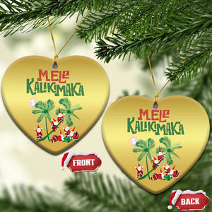 Hawaiian Xmas Christmas Ornament Mele Kalikimaka Santa Climb Palm Tree TS09 Heart Gold Print Your Wear