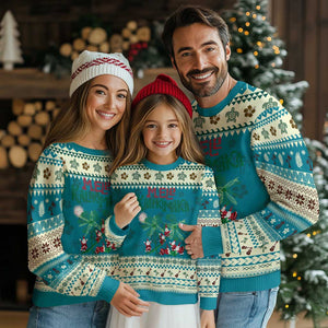 Hawaiian Xmas Ugly Christmas Sweater Mele Kalikimaka Santa Climb Palm Tree TS09 Teal Print Your Wear