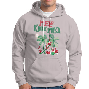 Mele Kalikimaka Santa Climb Palm Tree Hawaiian Christmas Hoodie TS09 Ice Gray Printyourwear