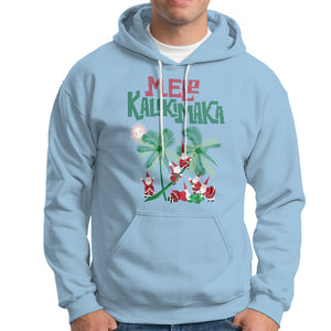 Mele Kalikimaka Santa Climb Palm Tree Hawaiian Christmas Hoodie TS09 Light Blue Printyourwear