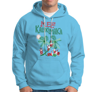 Mele Kalikimaka Santa Climb Palm Tree Hawaiian Christmas Hoodie TS09 Sky Printyourwear