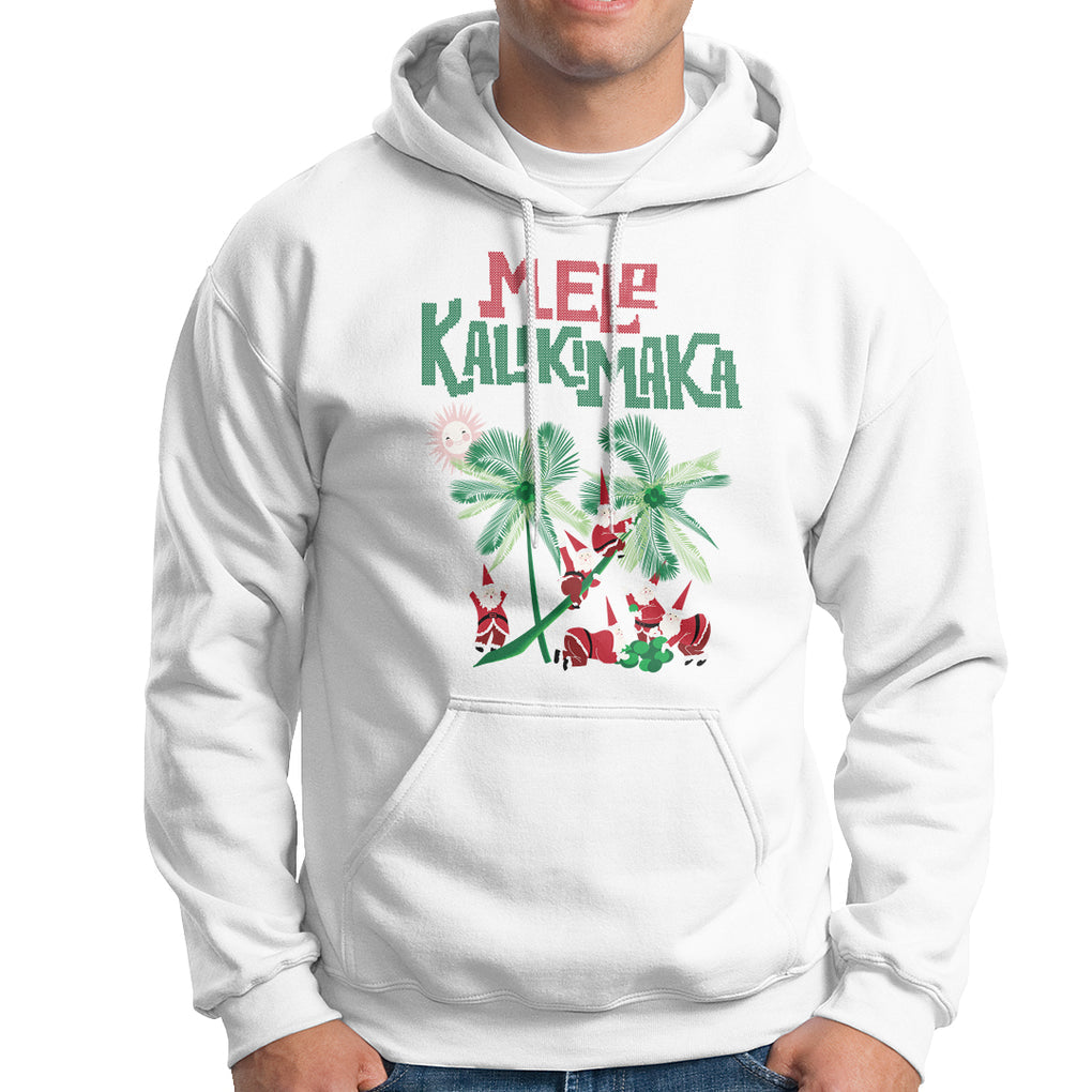 Mele Kalikimaka Santa Climb Palm Tree Hawaiian Christmas Hoodie TS09 White Printyourwear