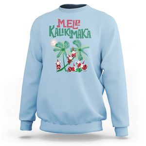 Mele Kalikimaka Santa Climb Palm Tree Hawaiian Christmas Sweatshirt TS09 Light Blue Printyourwear