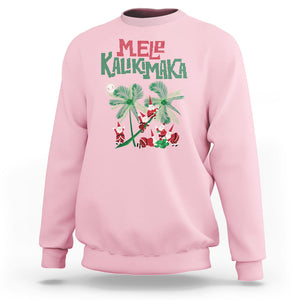 Mele Kalikimaka Santa Climb Palm Tree Hawaiian Christmas Sweatshirt TS09 Light Pink Printyourwear