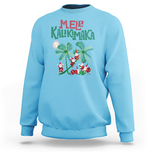 Mele Kalikimaka Santa Climb Palm Tree Hawaiian Christmas Sweatshirt TS09 Sky Printyourwear