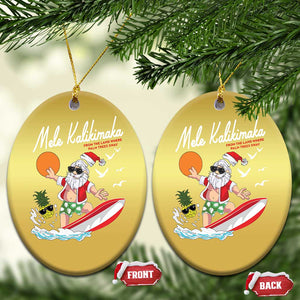 Xmas In Hawaii Christmas Ornament Mele Kalikimaka Surfing Santa Vintage Hawaiian Christmas TS09 Oval Gold Print Your Wear