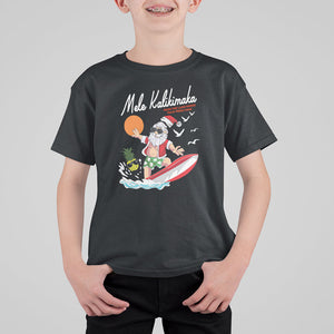 Mele Kalikimaka Surfing Santa Vintage Hawaiian Christmas T Shirt For Kid TS09 Black Printyourwear