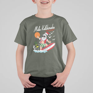 Mele Kalikimaka Surfing Santa Vintage Hawaiian Christmas T Shirt For Kid TS09 Military Green Printyourwear