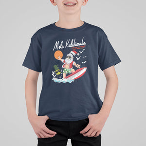 Mele Kalikimaka Surfing Santa Vintage Hawaiian Christmas T Shirt For Kid TS09 Navy Printyourwear