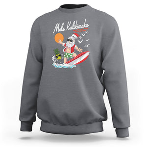 Mele Kalikimaka Surfing Santa Vintage Hawaiian Christmas Sweatshirt TS09 Charcoal Printyourwear