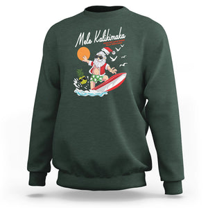 Mele Kalikimaka Surfing Santa Vintage Hawaiian Christmas Sweatshirt TS09 Dark Forest Green Printyourwear