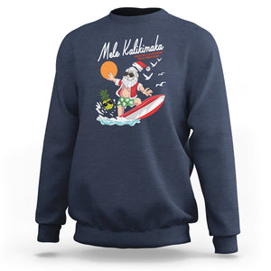 Mele Kalikimaka Surfing Santa Vintage Hawaiian Christmas Sweatshirt TS09 Navy Printyourwear