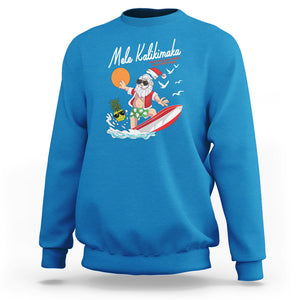 Mele Kalikimaka Surfing Santa Vintage Hawaiian Christmas Sweatshirt TS09 Sapphire Printyourwear