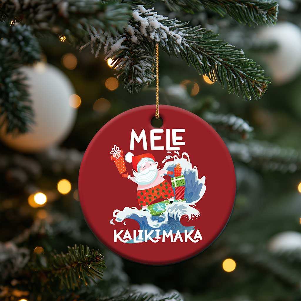 Mele Kalikimaka Christmas Ornament Surfing Cute Santa Hawaiian Christmas TS09 Print Your Wear