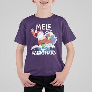 Mele Kalikimaka Surfing Cute Santa Hawaiian Christmas T Shirt For Kid TS09 Purple Printyourwear