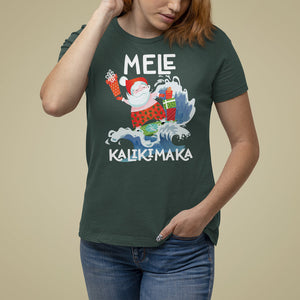 Mele Kalikimaka Surfing Cute Santa Hawaiian Christmas T Shirt For Women TS09 Dark Forest Green Printyourwear