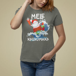 Mele Kalikimaka Surfing Cute Santa Hawaiian Christmas T Shirt For Women TS09 Military Green Printyourwear