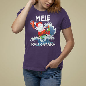 Mele Kalikimaka Surfing Cute Santa Hawaiian Christmas T Shirt For Women TS09 Purple Printyourwear