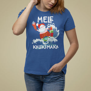 Mele Kalikimaka Surfing Cute Santa Hawaiian Christmas T Shirt For Women TS09 Royal Blue Printyourwear