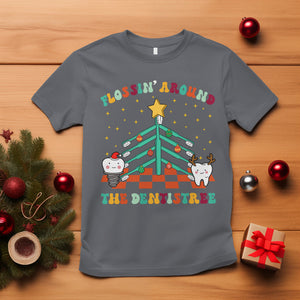 Flossing Around The Dentistree Funny Xmas Dental Hygienist T Shirt TS09 Charcoal Printyourwear