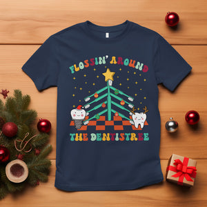 Flossing Around The Dentistree Funny Xmas Dental Hygienist T Shirt TS09 Navy Printyourwear