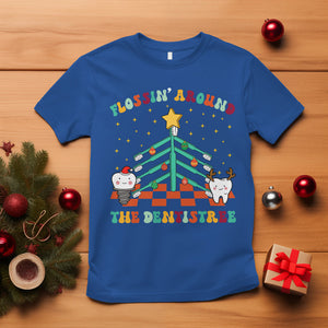 Flossing Around The Dentistree Funny Xmas Dental Hygienist T Shirt TS09 Royal Blue Printyourwear