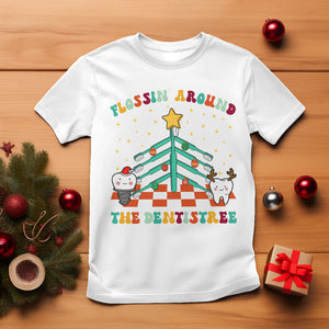 Flossing Around The Dentistree Funny Xmas Dental Hygienist T Shirt TS09 White Printyourwear