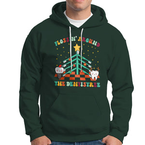 Flossing Around The Dentistree Funny Xmas Dental Hygienist Hoodie TS09 Dark Forest Green Printyourwear