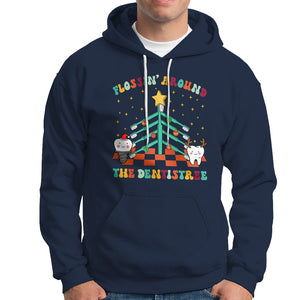 Flossing Around The Dentistree Funny Xmas Dental Hygienist Hoodie TS09 Navy Printyourwear