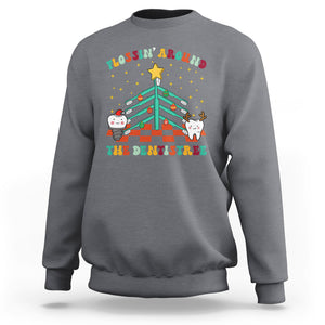 Flossing Around The Dentistree Funny Xmas Dental Hygienist Sweatshirt TS09 Charcoal Printyourwear