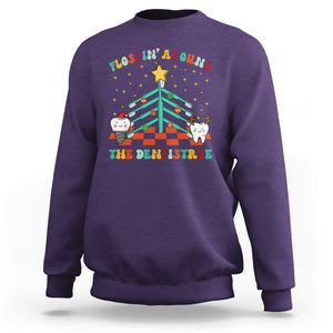 Flossing Around The Dentistree Funny Xmas Dental Hygienist Sweatshirt TS09 Purple Printyourwear