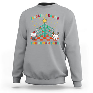 Flossing Around The Dentistree Funny Xmas Dental Hygienist Sweatshirt TS09 Sport Gray Printyourwear